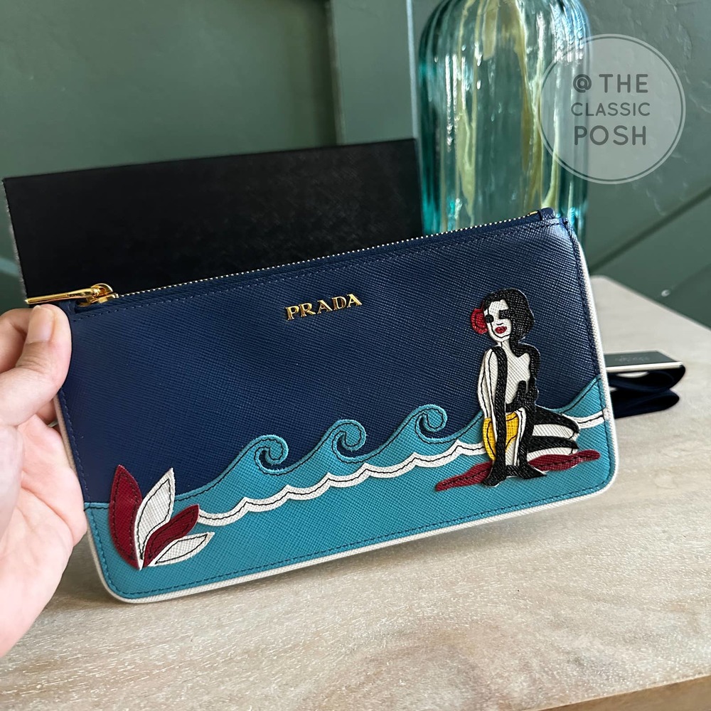 EUC PRADA POUCH CLUTCH SEA WITH HEADBAND - Picture 10 of 10